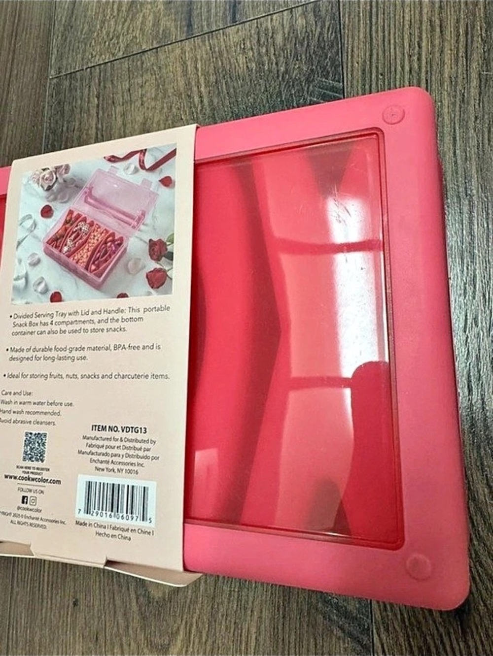 CWC Cook With Color Pink 4 Compartment Snack/Misc Box (Snackle box) - Picture 5 of 6